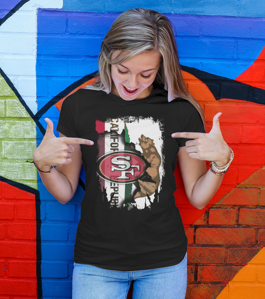 California Republic Bear With 49ers SF T-Shirt