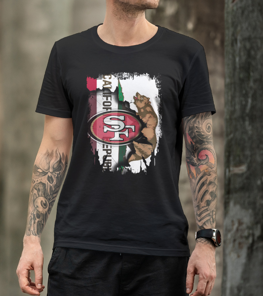 California Republic Bear With 49ers SF T-Shirt