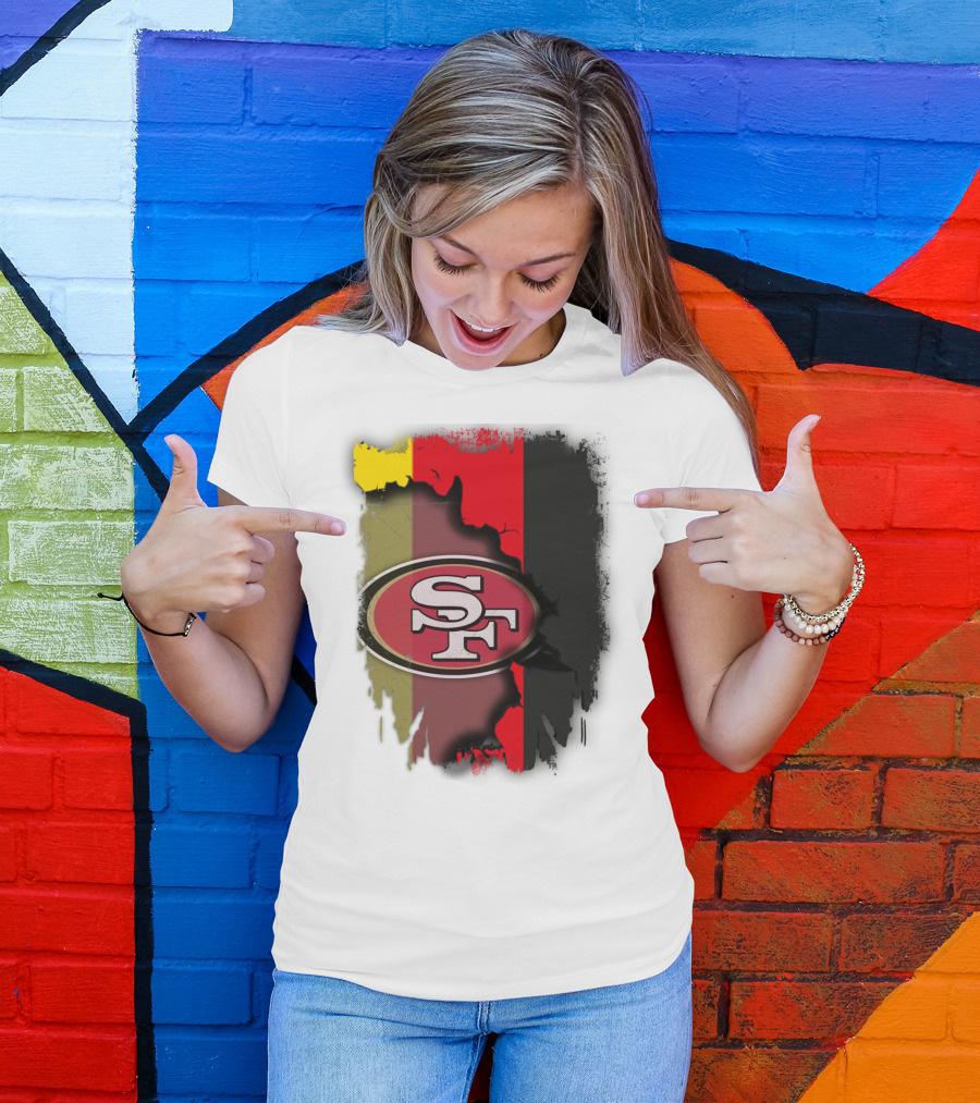 Germany Flag With San Francisco 49ers Logo Blend T-Shirt