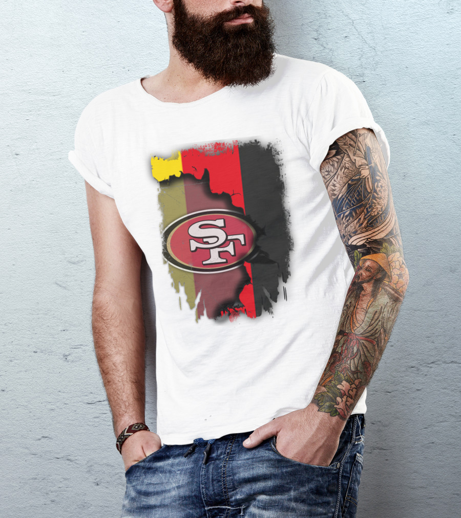 Germany Flag With San Francisco 49ers Logo Blend T-Shirt