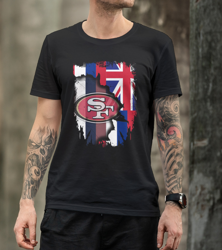 Hawaii 49ers SF Logo With Hawaiian Flag T-Shirt