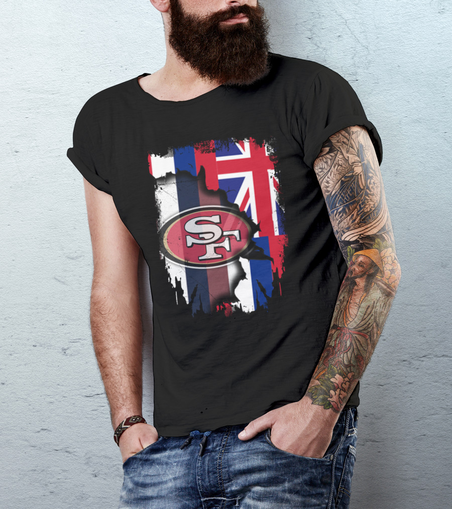 Hawaii 49ers SF Logo With Hawaiian Flag T-Shirt