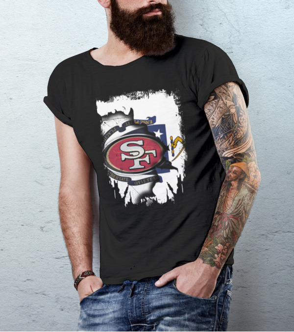 Massachusetts And 49ers United Emblem T-Shirt