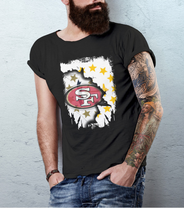 Together Rhode Island 49ers SF Logo Stars Map T-Shirt