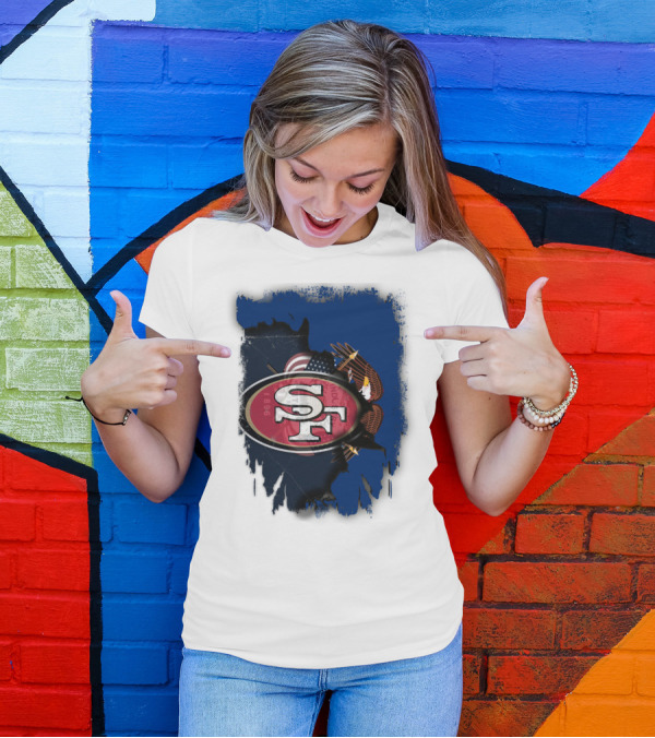49ers And Eagle With American Flag T-Shirt