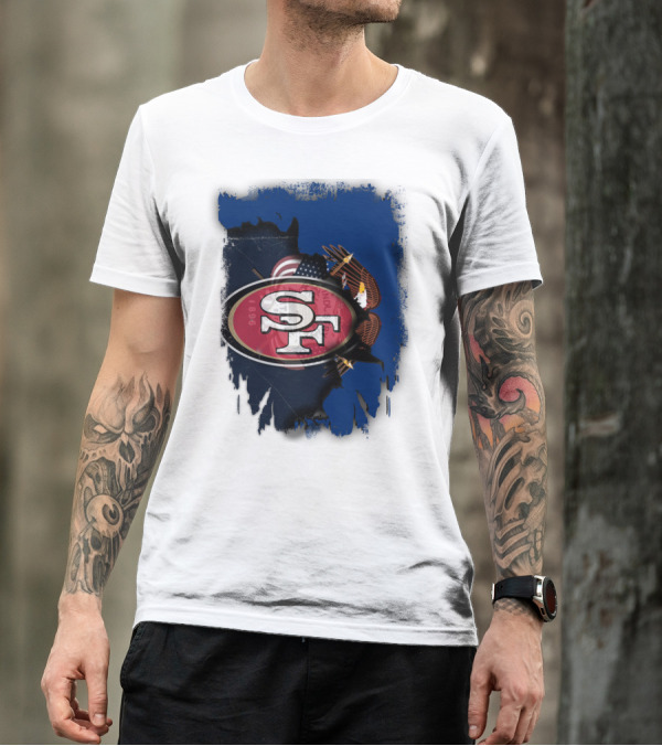 49ers And Eagle With American Flag T-Shirt