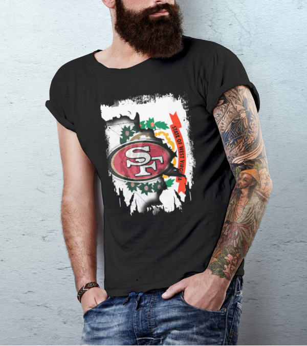 West Virginia State Emblem With San Francisco 49ers Logo Integration T-Shirt