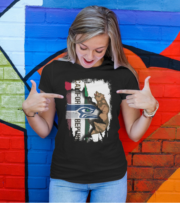 Together California Republic With Seahawks Logo Bear T-Shirt