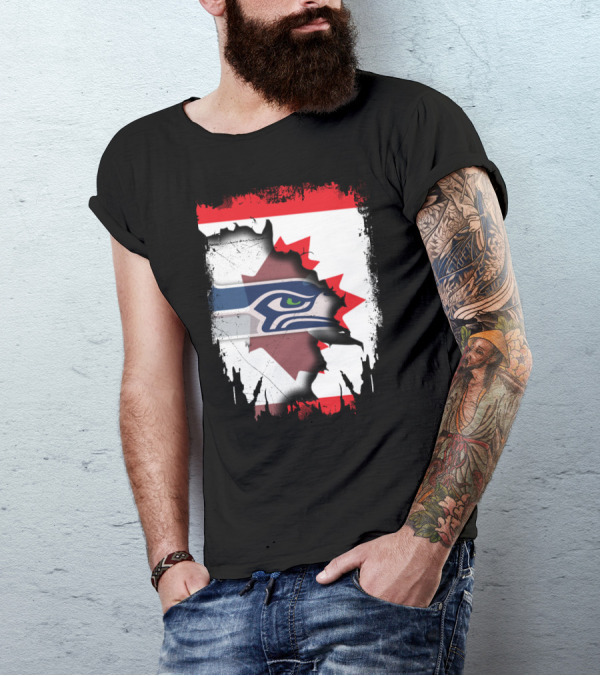 Seahawks And Canada Unity Emblem T-Shirt