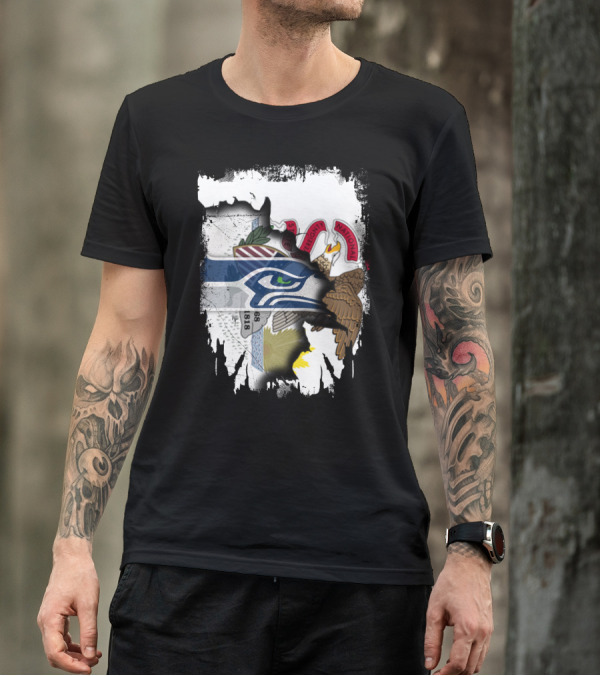 Illinois State And Seattle Seahawks Unity Emblem T-Shirt