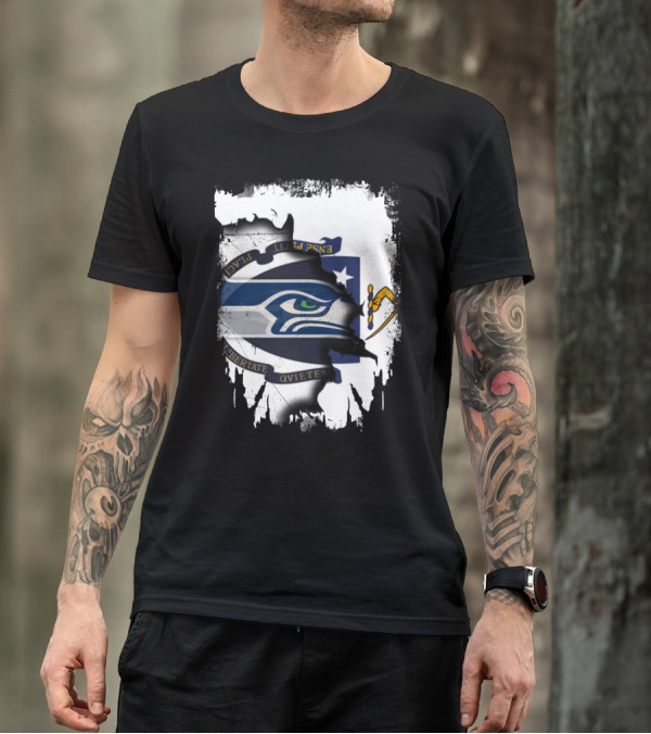 Massachusetts And Seahawks Ripped Blend T-Shirt