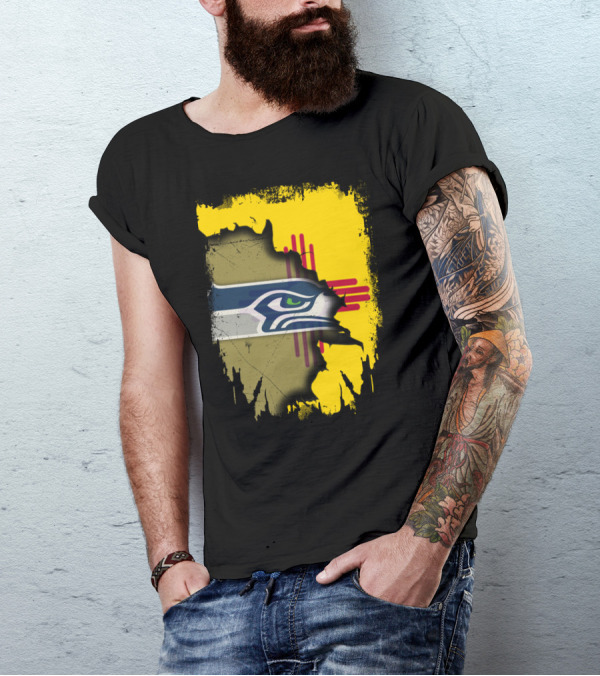 New Mexico Zia With Seahawks Logo Fusion T-Shirt