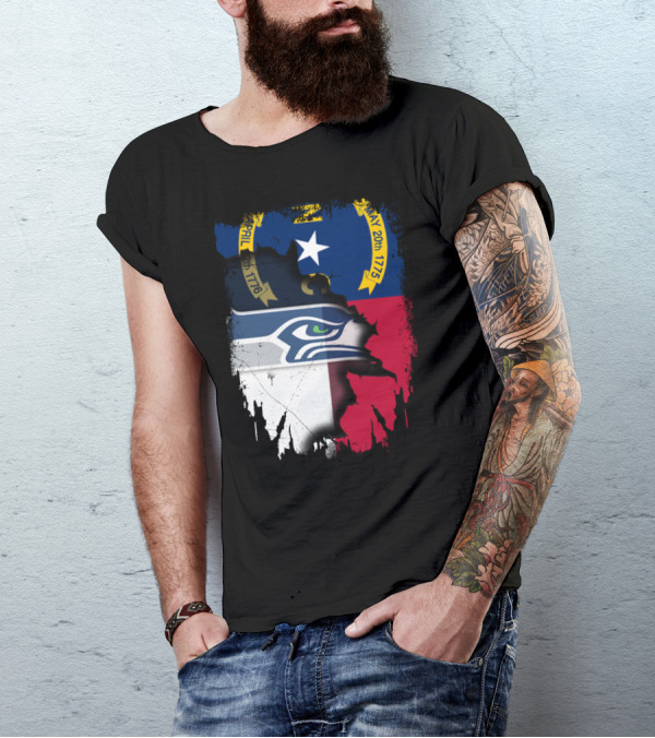 Together North Carolina Flag With Seattle Seahawks T-Shirt
