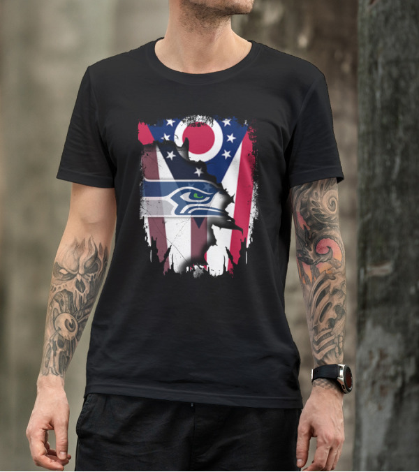 Together Ohio With Seahawks Flag Football Fandom T-Shirt