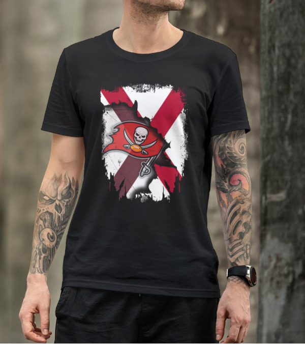 Alabama State Flag With Buccaneers Logo Together T-Shirt