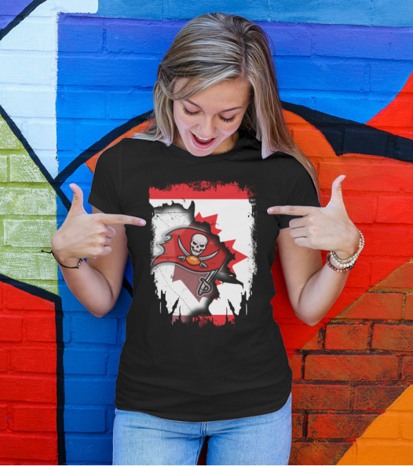 Canada Flag Buccaneers Football Fusion T-Shirt