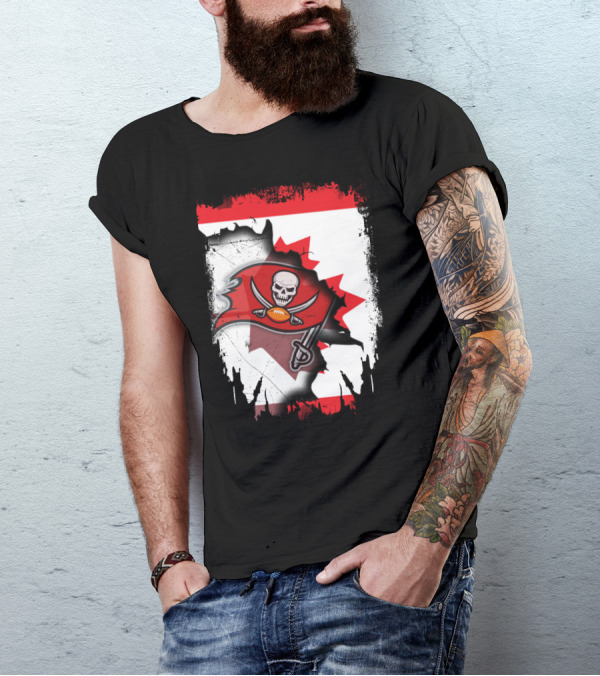 Canada Flag Buccaneers Football Fusion T-Shirt