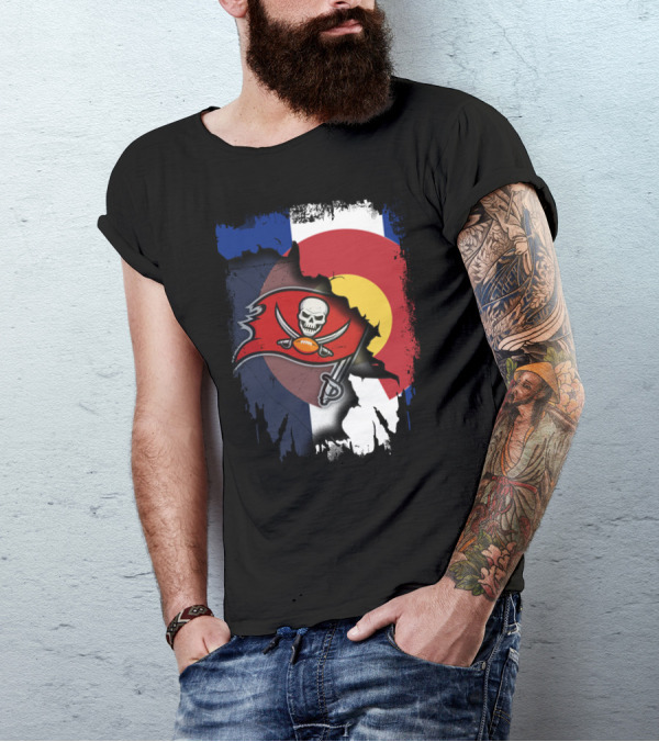 Colorado Flag With Buccaneers Logo Integration T-Shirt