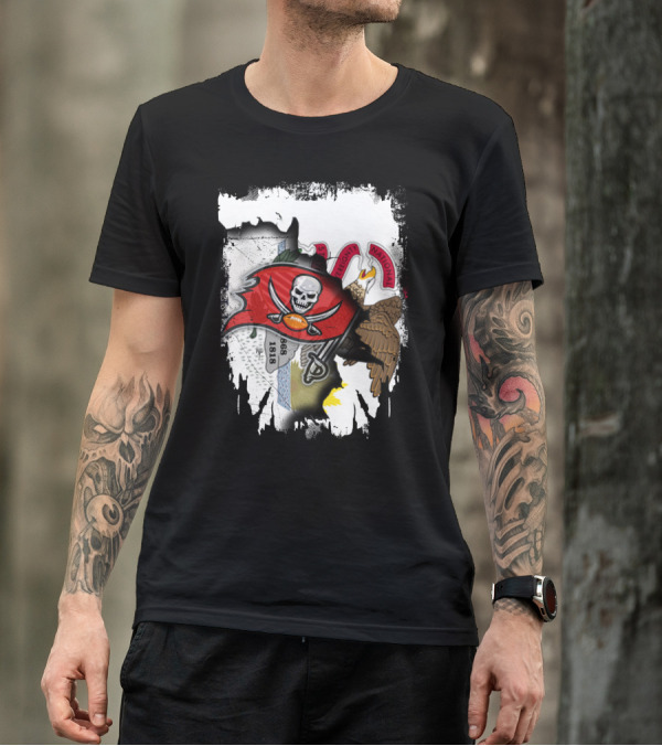 Union Illinois With Buccaneers Flag And Eagle 1868 Elements T-Shirt
