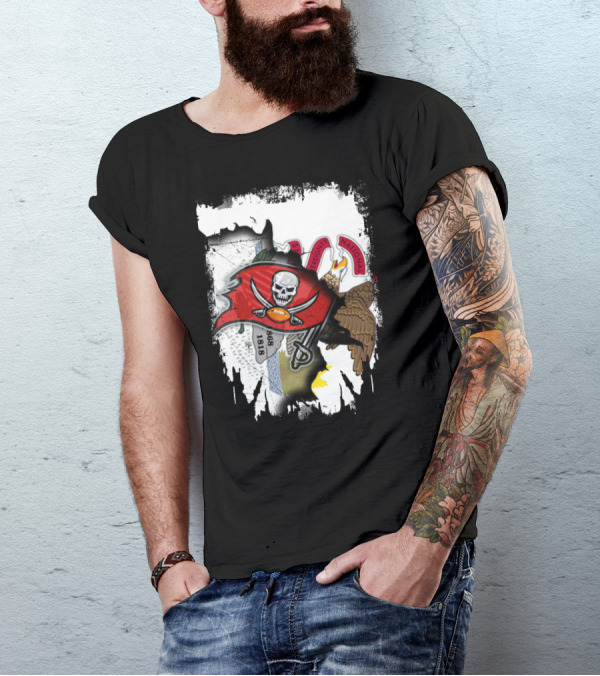 Union Illinois With Buccaneers Flag And Eagle 1868 Elements T-Shirt
