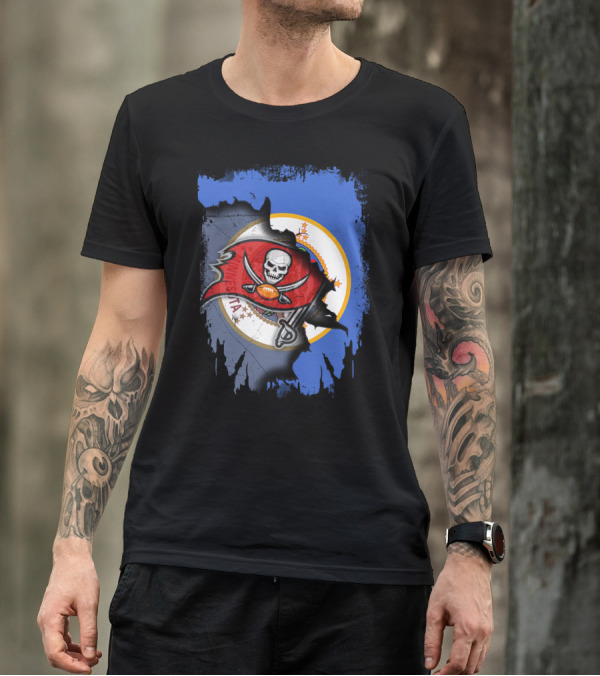 Together Minnesota Flag With Buccaneers Football Skull T-Shirt
