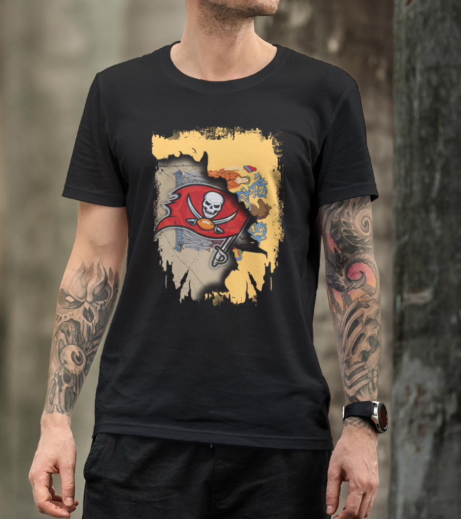 Together New Jersey Buccaneers Football Flag Map T-Shirt