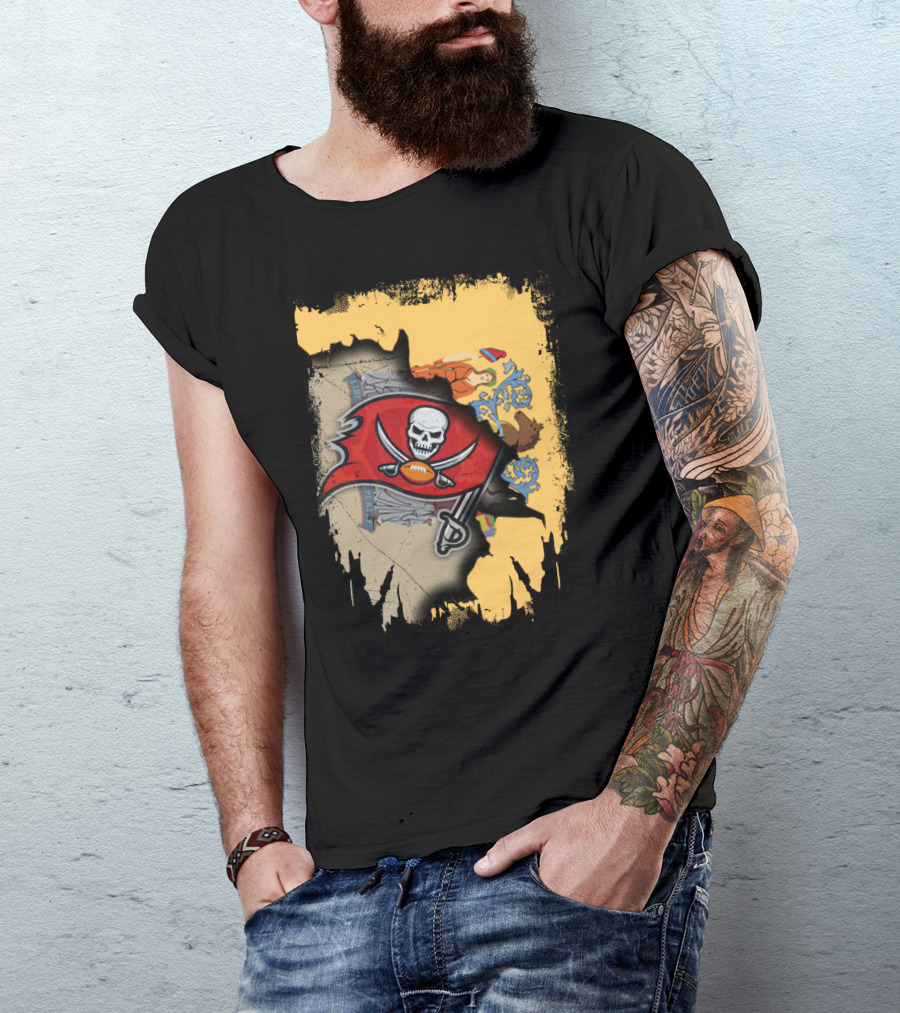 Together New Jersey Buccaneers Football Flag Map T-Shirt