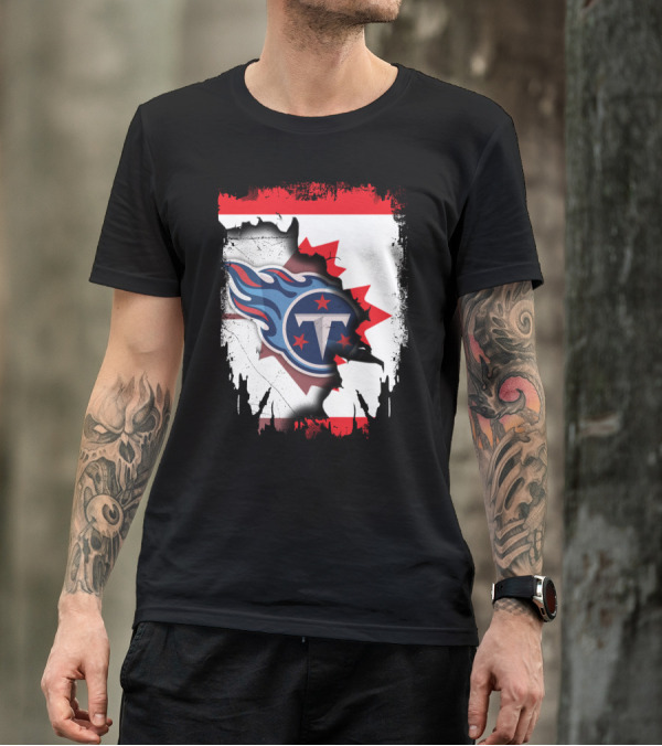 Canada Titans NFL Collaboration With Canadian Flag And Tennessee T-Shirt