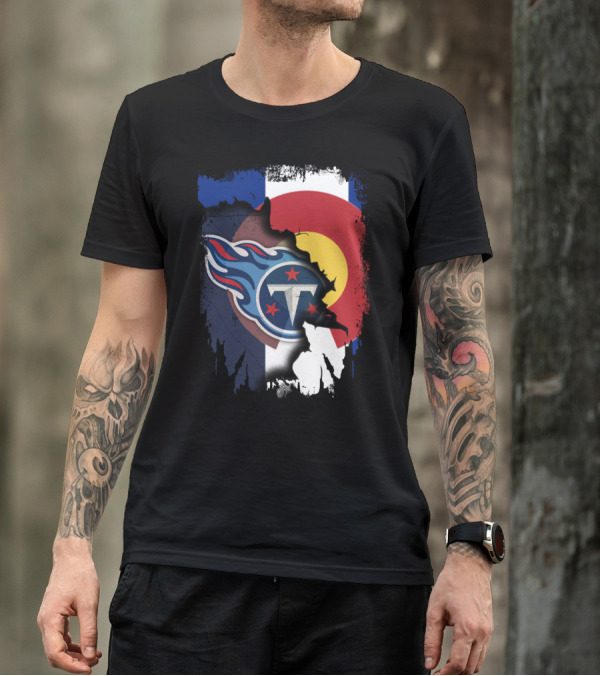 Together Colorado With Titans Logo Overlapping State Flag Colors T-Shirt