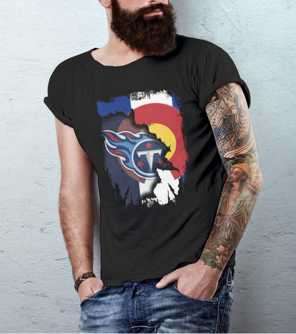 Together Colorado With Titans Logo Overlapping State Flag Colors T-Shirt