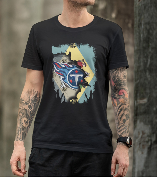 Together Delaware With Titans Logo Over State Flag T-Shirt