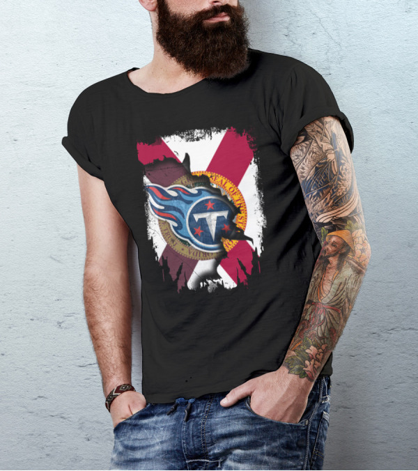 Florida State Flag And Tennessee Titans Logo Fusion T-Shirt
