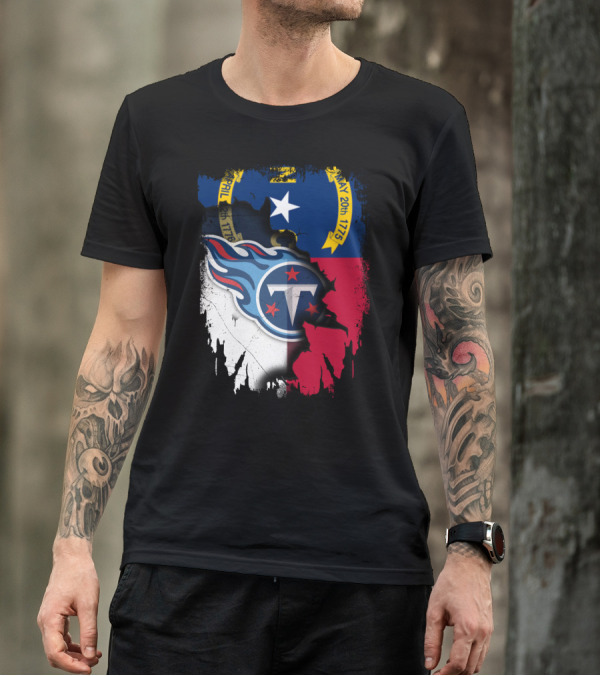 North Carolina State Pride With Tennessee Titans Logo Fusion T-Shirt