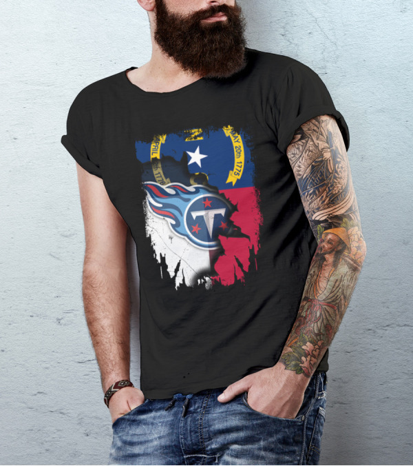 North Carolina State Pride With Tennessee Titans Logo Fusion T-Shirt