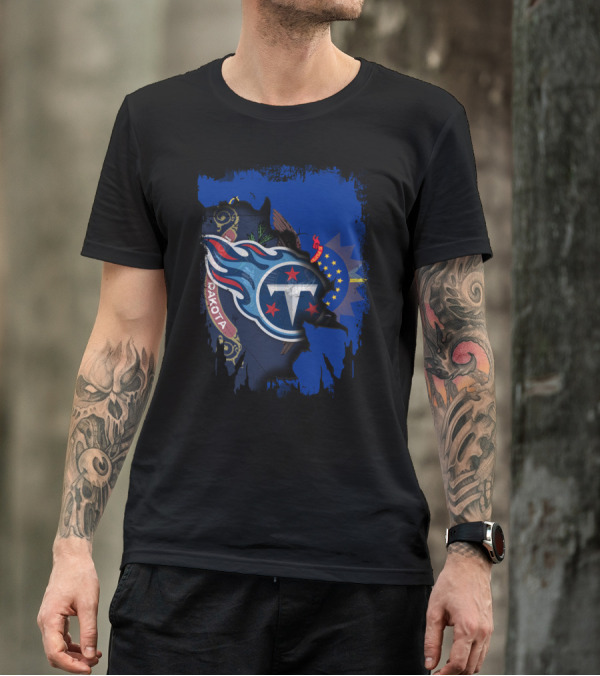 North Dakota Titans Emblem With State Flag Fusion T-Shirt