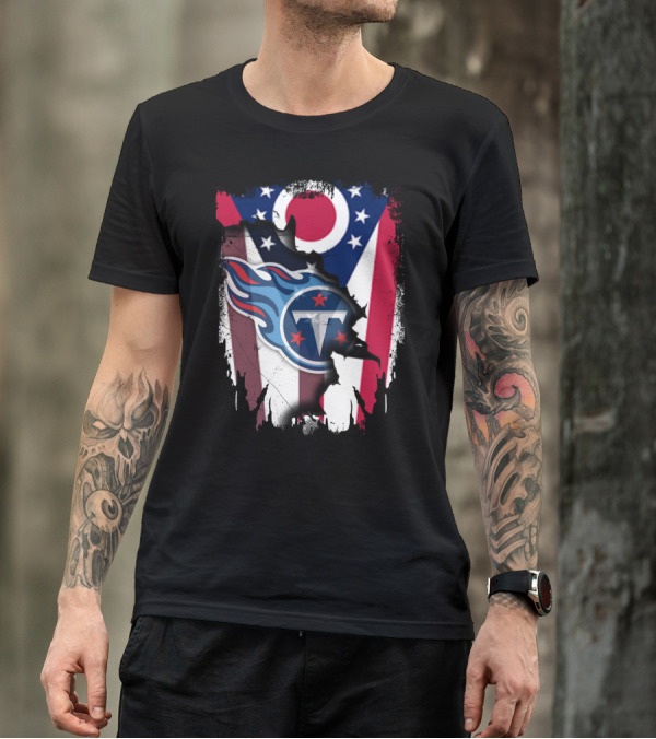 Ohio Flag With Tennessee Titans Logo Together T-Shirt