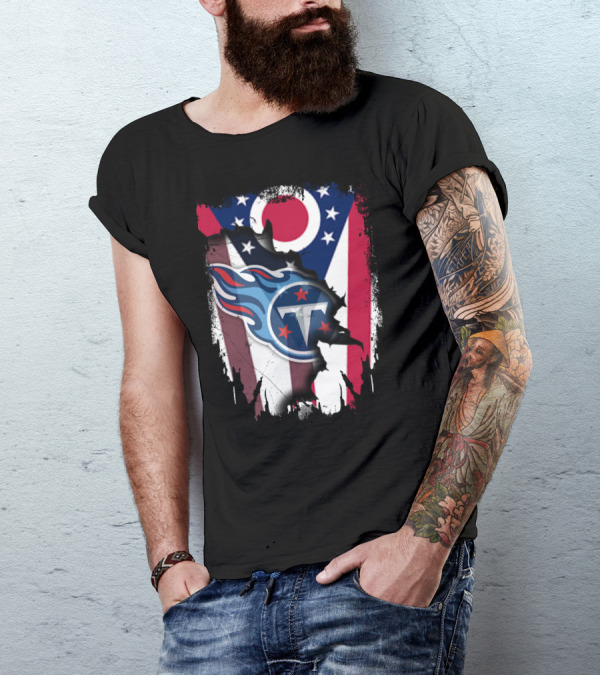 Ohio Flag With Tennessee Titans Logo Together T-Shirt