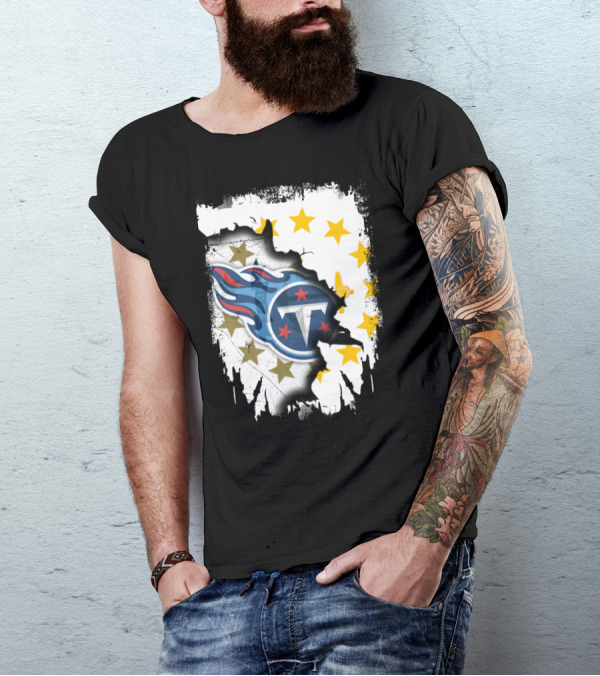 Titans Logo With Rhode Island State Flag Stars T-Shirt