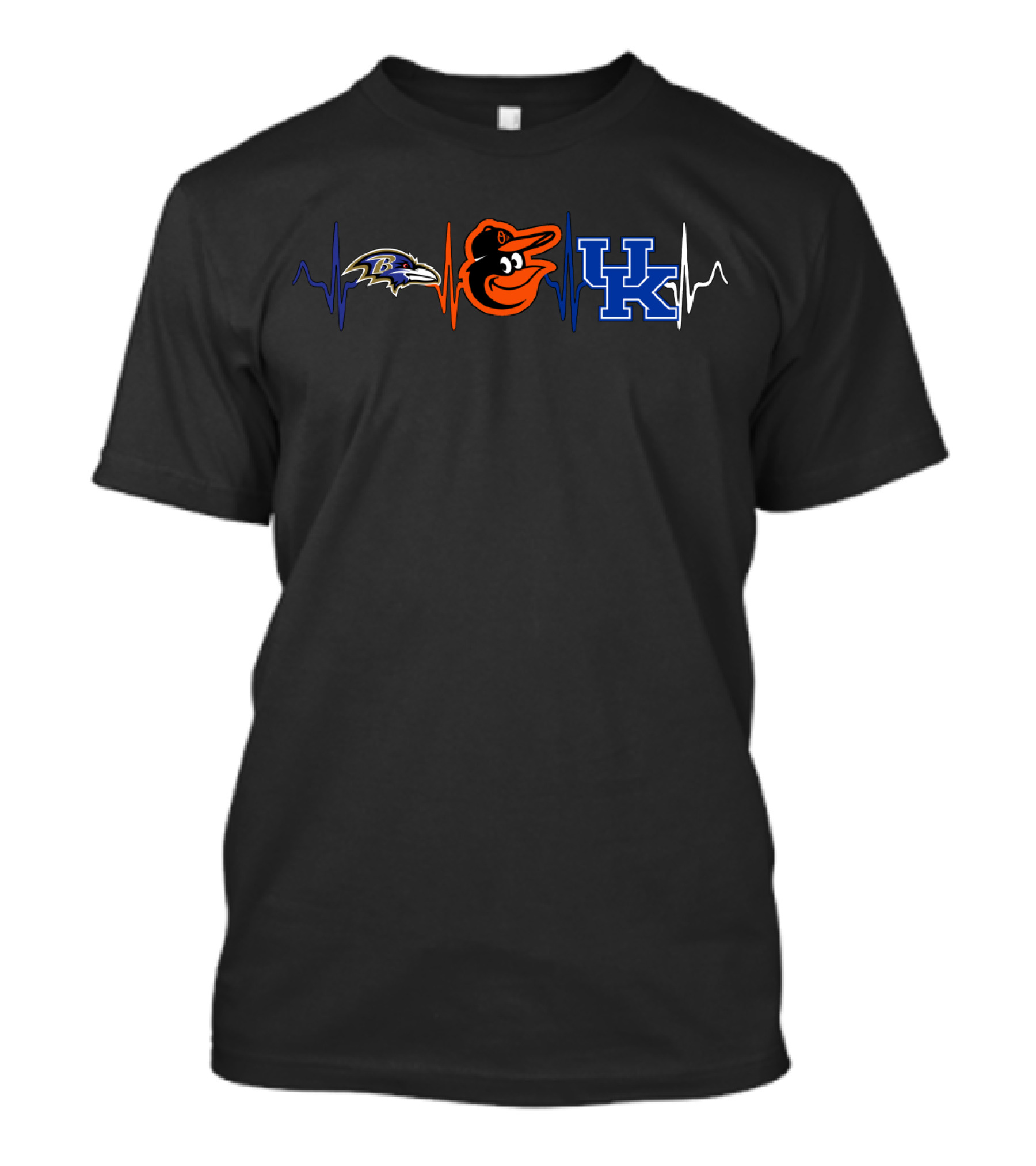 Baltimore Ravens Baltimore Orioles Kentucky Wildcats Heartbeat T-Shirt