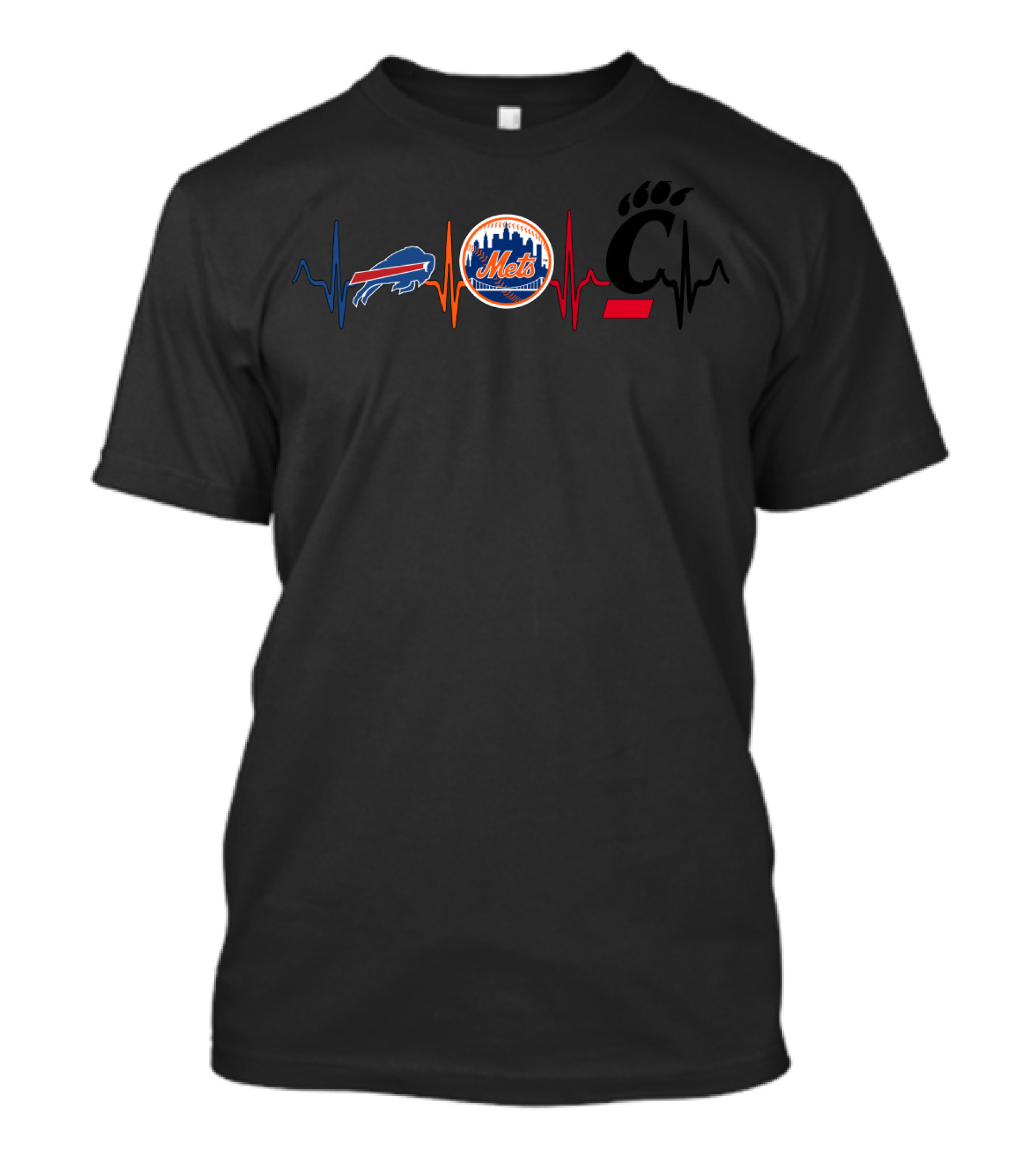 Buffalo Bills New York Mets Cincinnati Bearcats Ecg Line T-Shirt