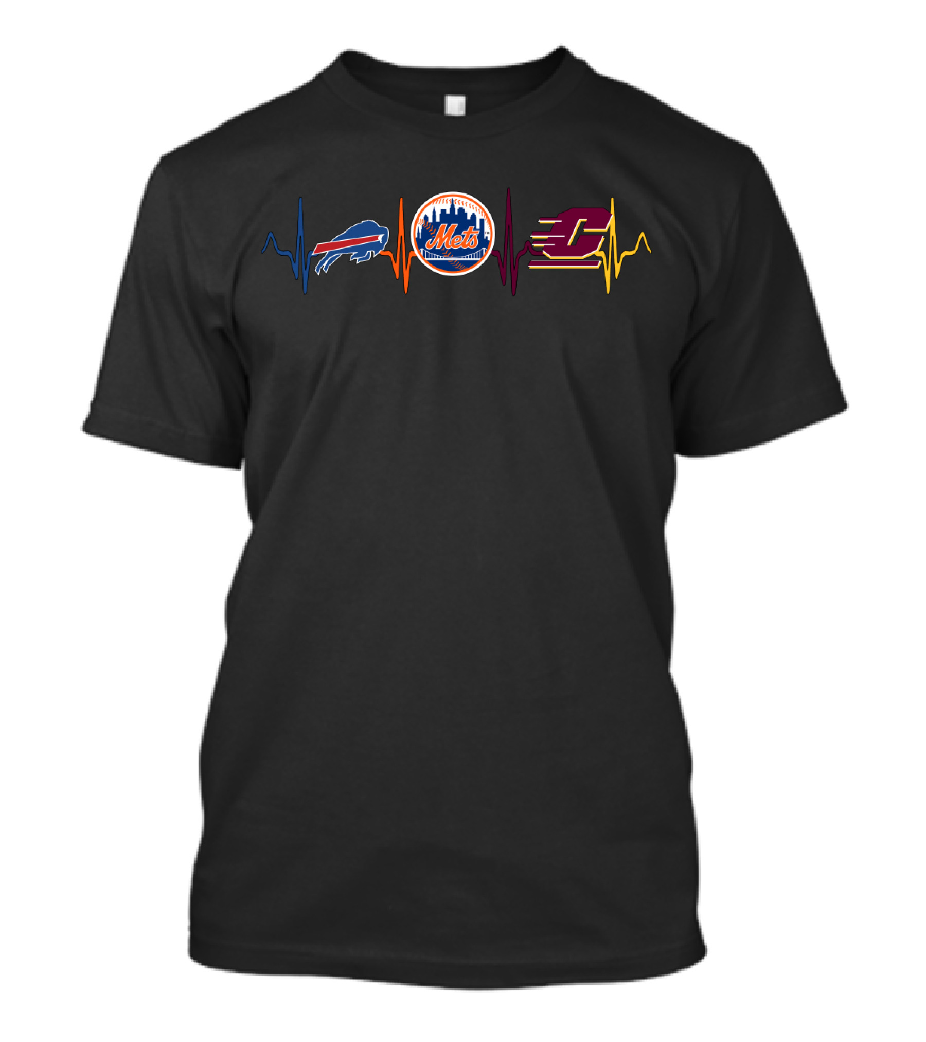Buffalo Bills New York Mets Central Michigan Cmc Heartbeat T-Shirt