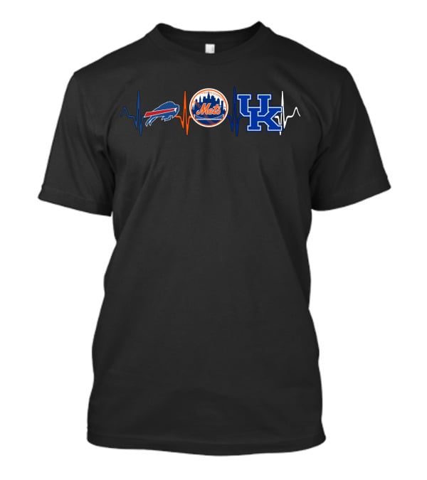 Buffalo Bills New York Mets Kentucky Wildcats Heartbeat Combination T-Shirt