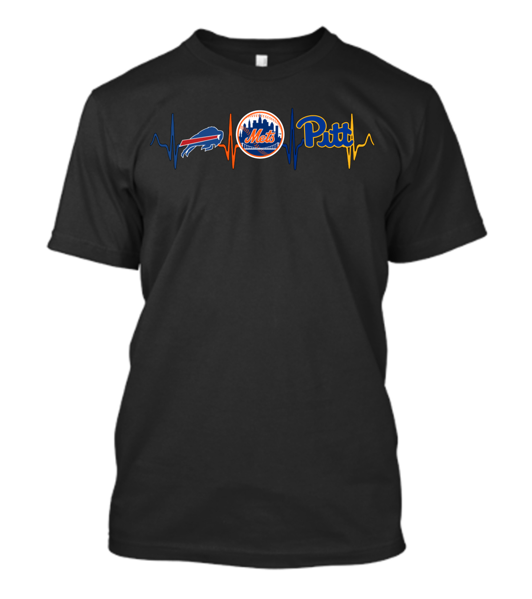 Buffalo Bills New York Mets Pittsburgh Heartbeat T-Shirt