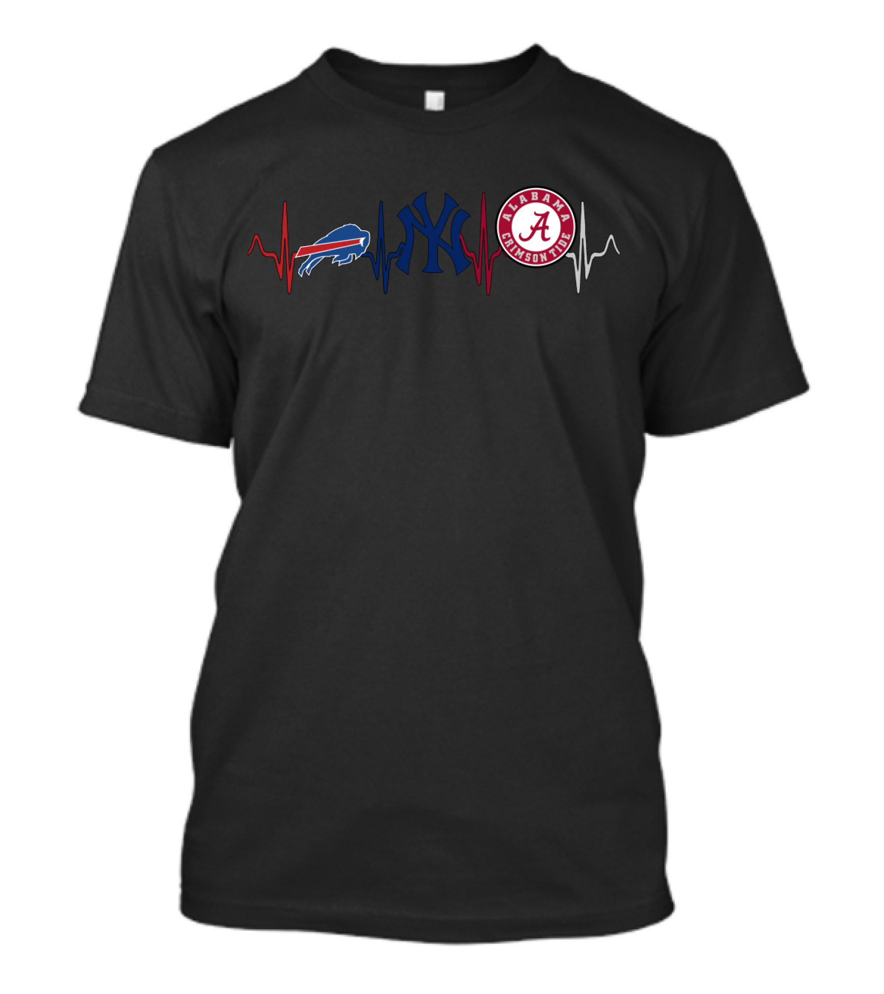 Buffalo Bills New York Yankees Alabama Crimson Tide Heartbeat T-Shirt