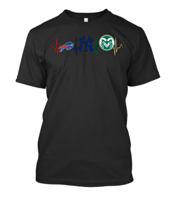 Love Bills New York Yankees Colorado State Rams Heartbeat T-Shirt