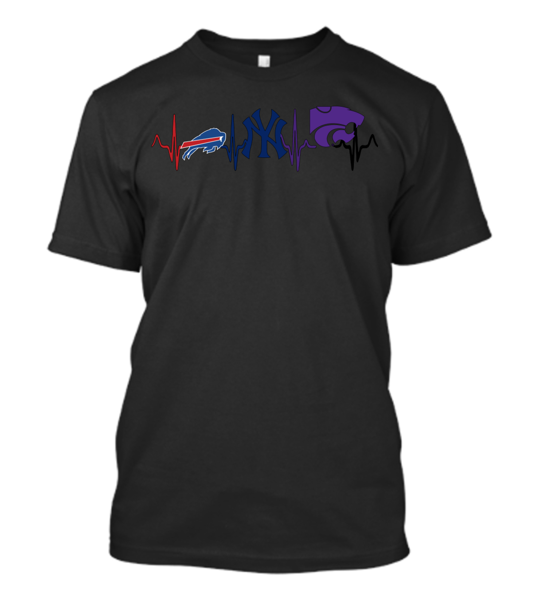 Buffalo Bills New York Yankees Kansas State Wildcats Heartbeat T-Shirt