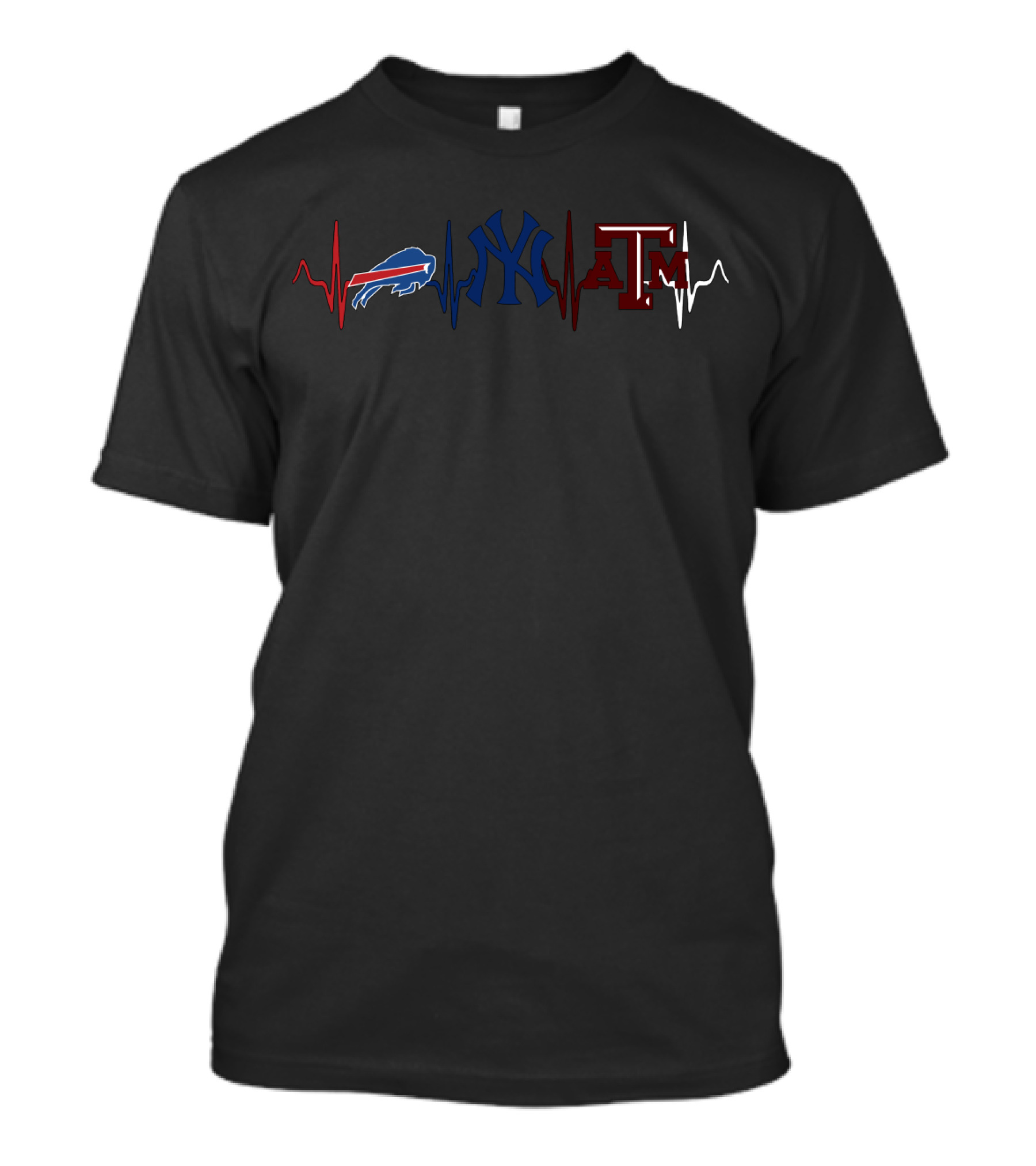 Buffalo Bills New York Yankees Texas A&M Heartbeat T-Shirt