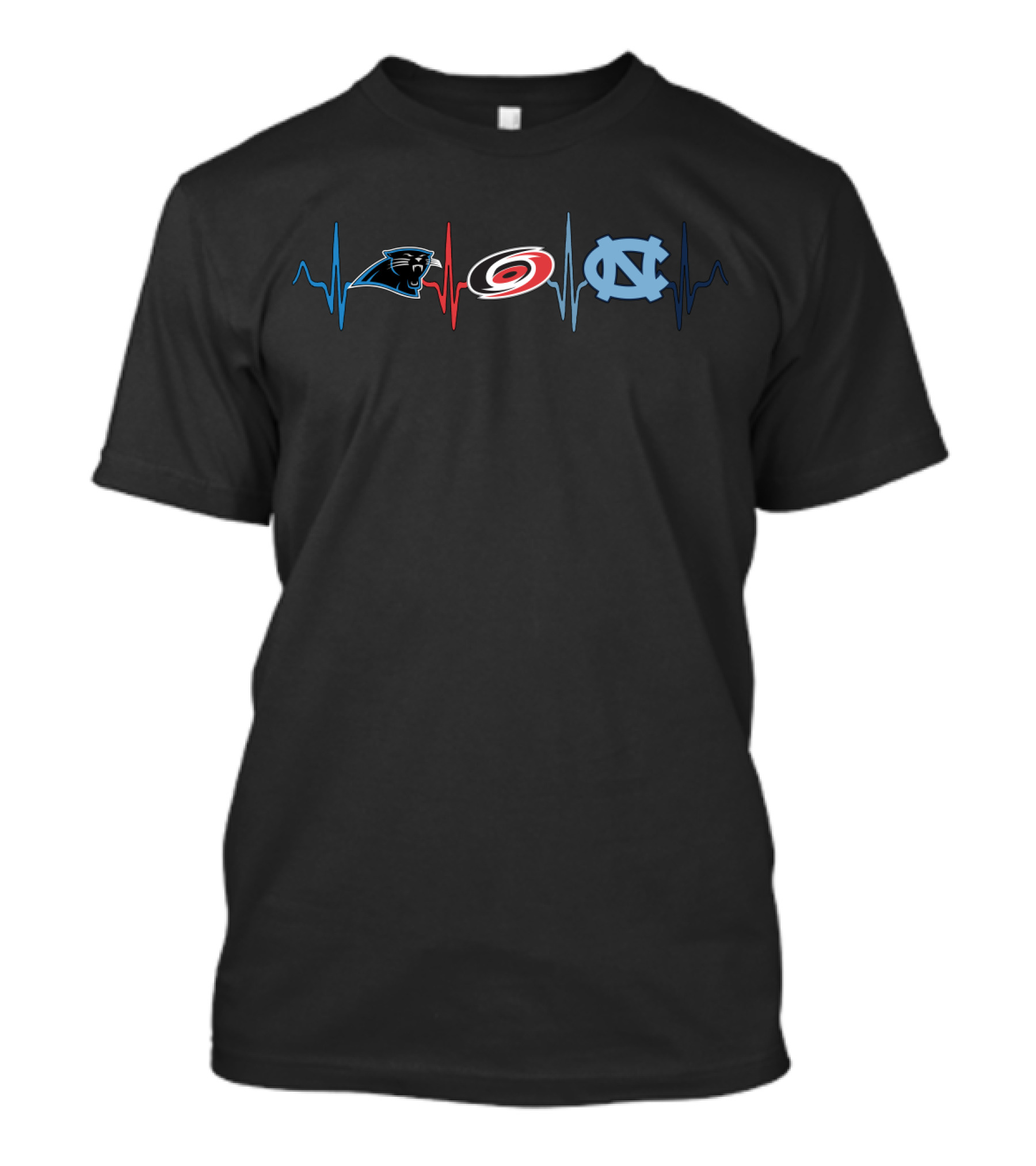 Carolina Panthers Hurricanes North Carolina Tar Heels Heartbeat T-Shirt