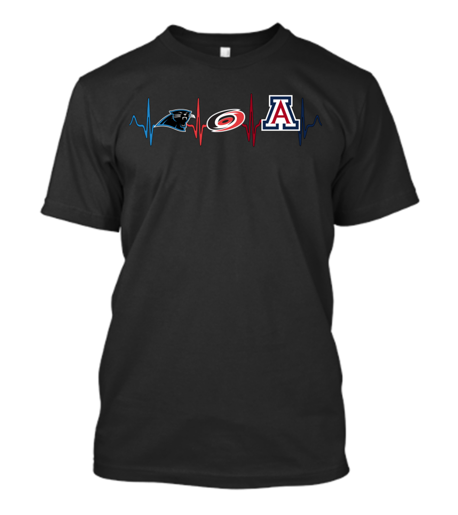 Carolina Panthers Florida Panthers Arizona Wildcats Carolina Hurricanes Heartbeat T-Shirt