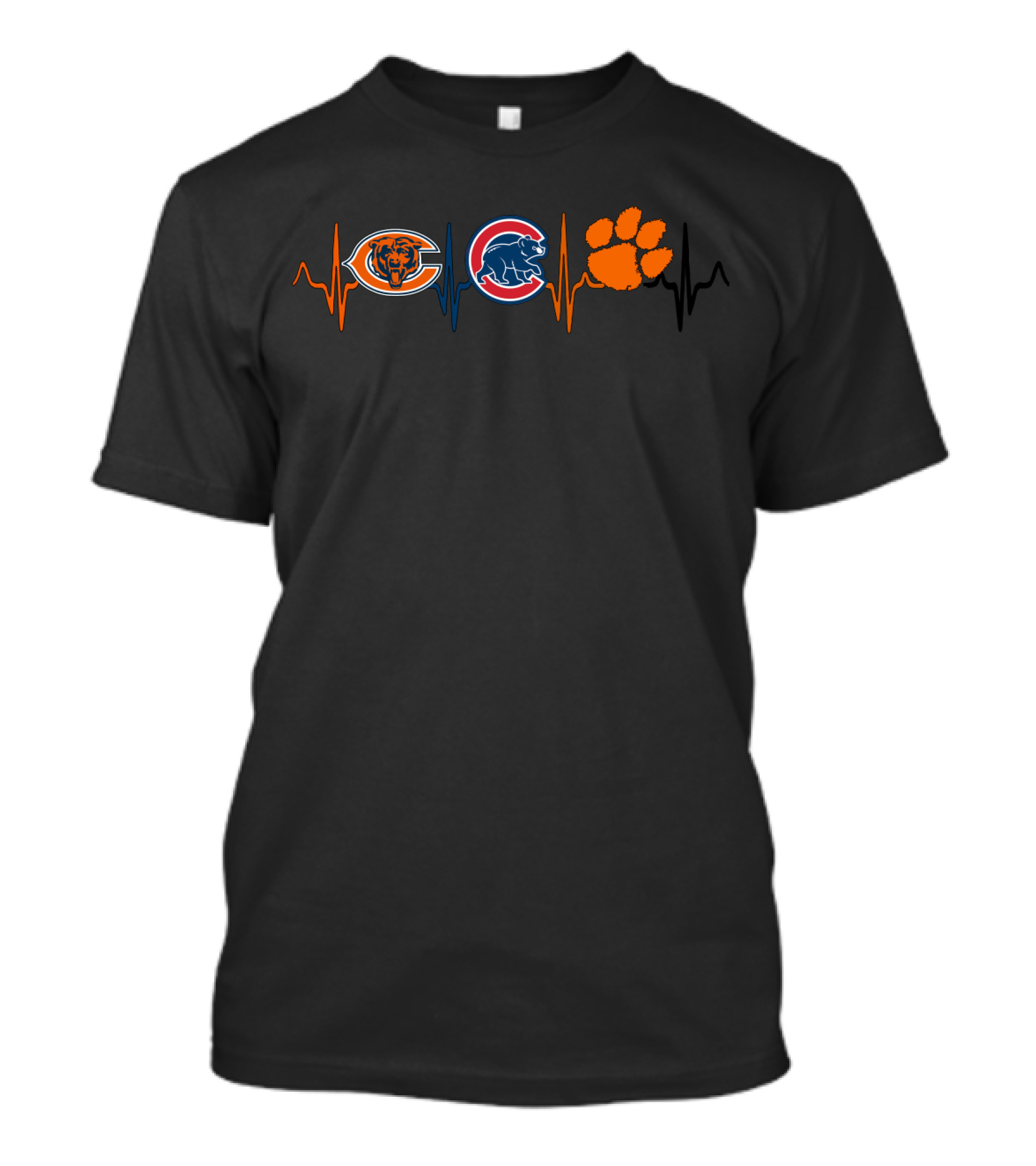 Chicago Bears Chicago Cubs Clemson Tigers Heartbeat T-Shirt